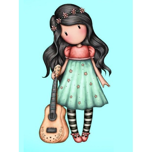 5D DP Kit - Cartoon Girl With Guitar 30x40cm (FRD) - Diamond-Dotz4All